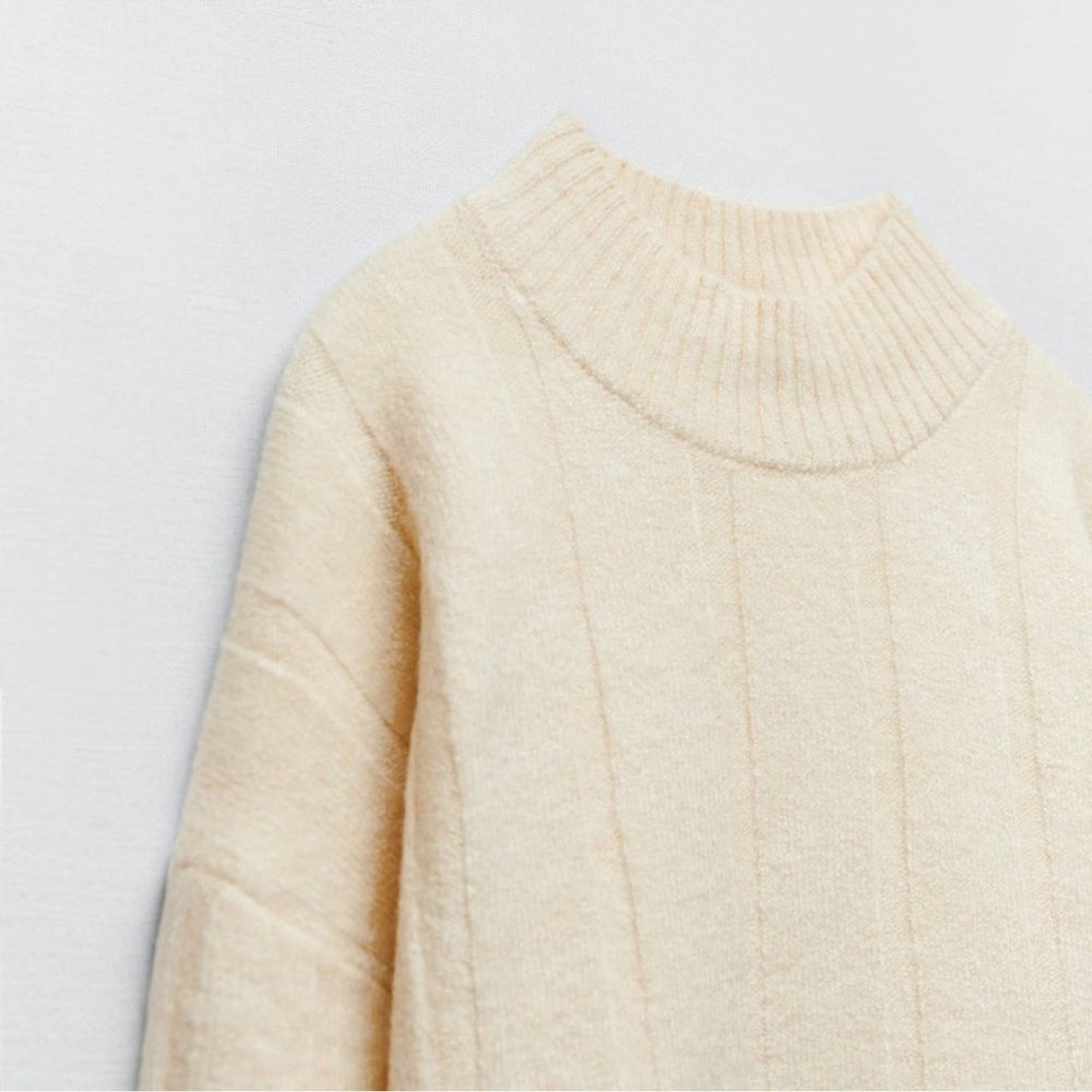 Zara Beige Ribbed Knit Top - Picture 7 of 7
